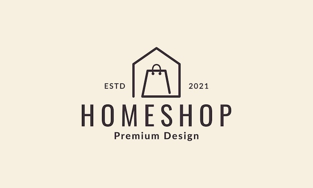 Lines home with shopping bag logo vector symbol icon illustration design