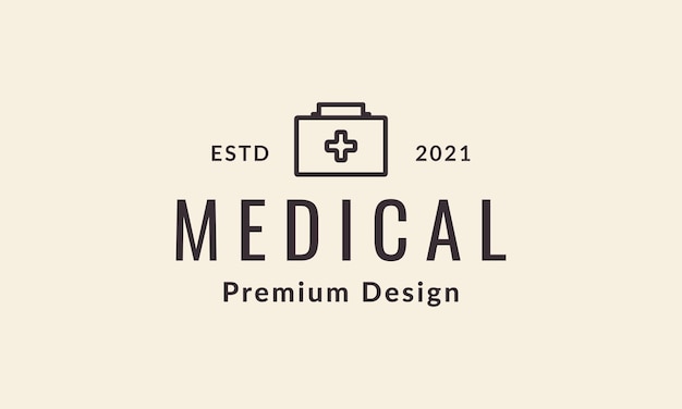 Lines medical medicine bag logo vector icon illustration design