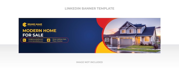 Linkedin banner template for real estate agency Premium Vector