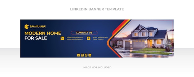 Linkedin banner template for real estate agency Premium Vector