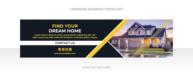 Linkedin banner template for real estate agency Premium Vector