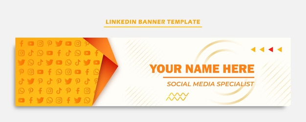 Linkedin banner template with orange social media icon