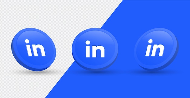 linkedin logo icon in modern 3d rendering circle for social media icons or networking logos