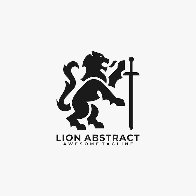 Lion abstract logo design vector flat color