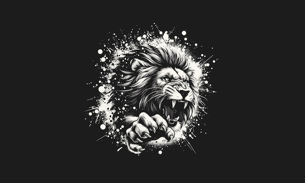 lion angry and splash background vector flat design