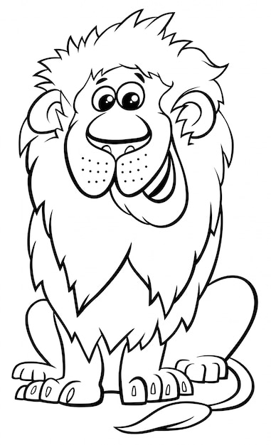 lion animal character cartoon coloring book