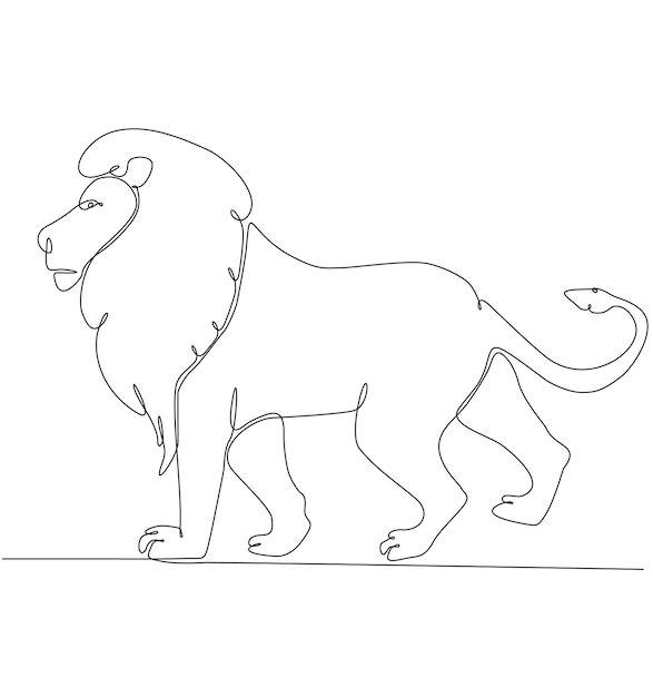 lion animal continuous line drawing