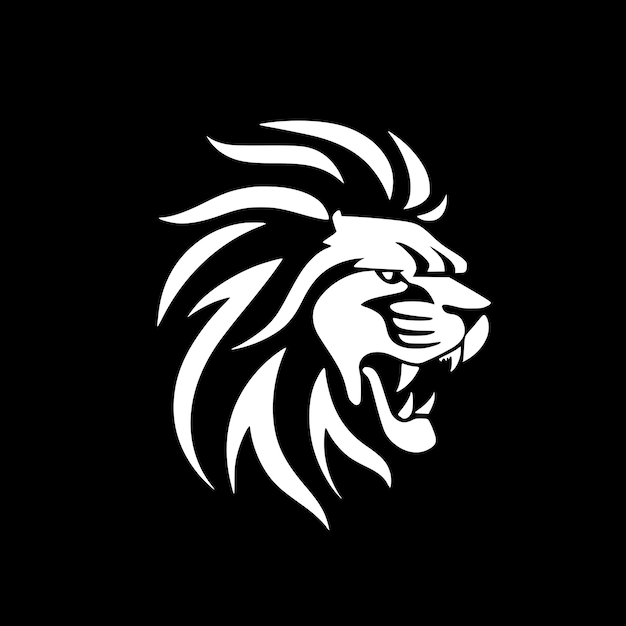 Lion Black and White Isolated Icon Vector illustration