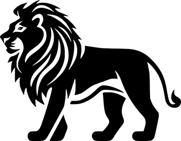 Lion Black and White Isolated Icon Vector illustration