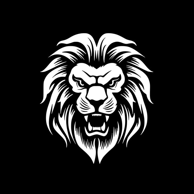 Lion Black and White Isolated Icon Vector illustration