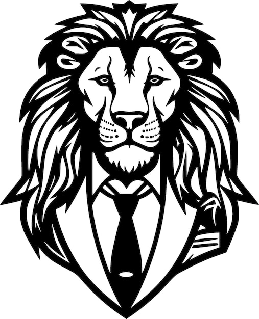 Vector lion black and white vector illustration