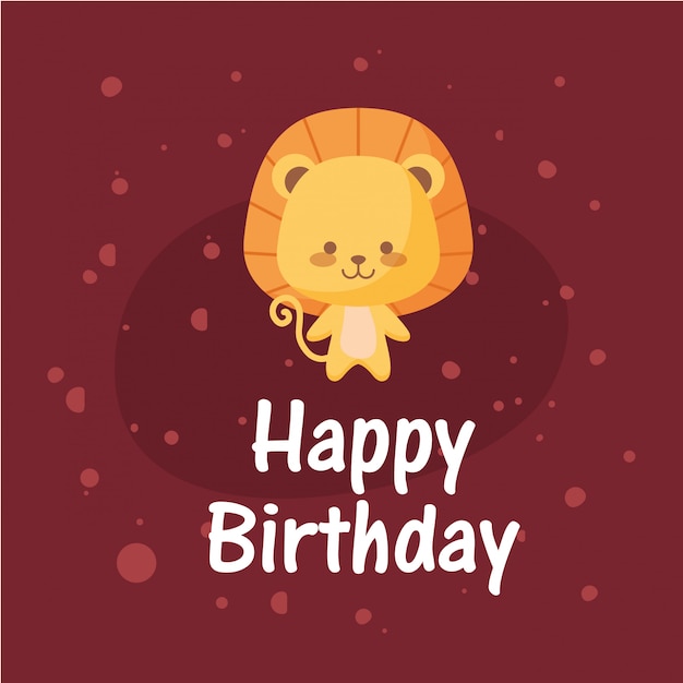 Lion cartoon and happy birthday