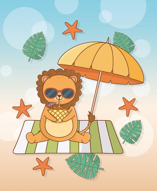 Lion cartoon and summer season 