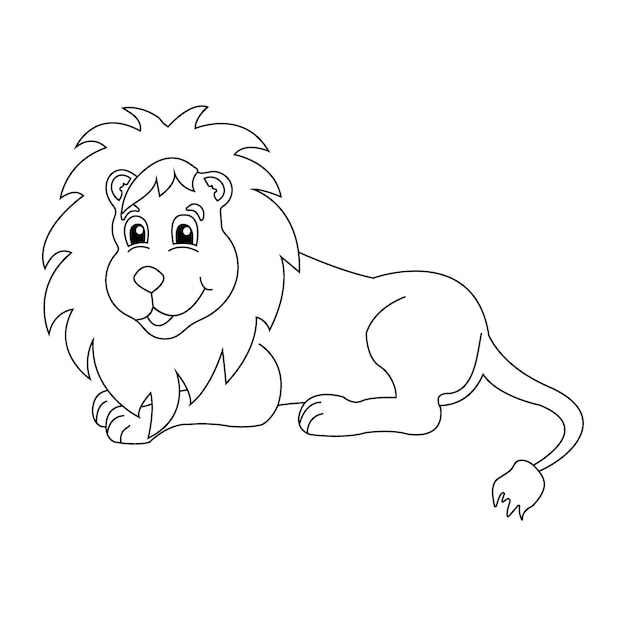 Lion character for kid coloring book isolated vector illustration on white background