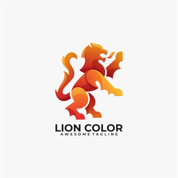 Lion color logo design illustration modern color