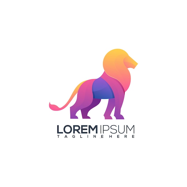 Lion colorful logo illustration