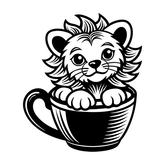 Vector a lion in a cup that says lion on it