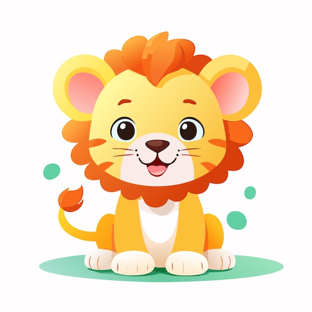 Vector lion cute small cartoon baby animal character