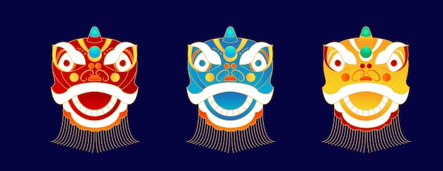 Lion dance head illustration vector