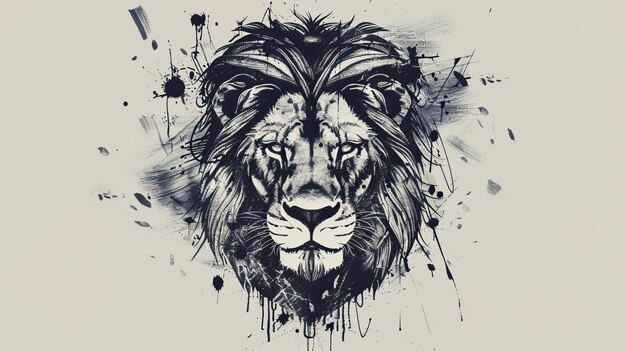 Vector lion drawn with ink from the hands of a predator tattoo logo vector