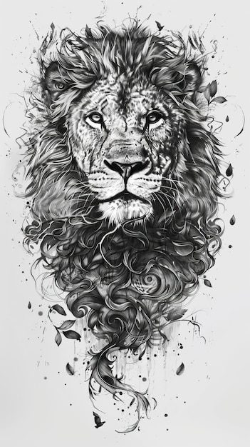 Vector lion drawn with ink from the hands of a predator tattoo logo vector