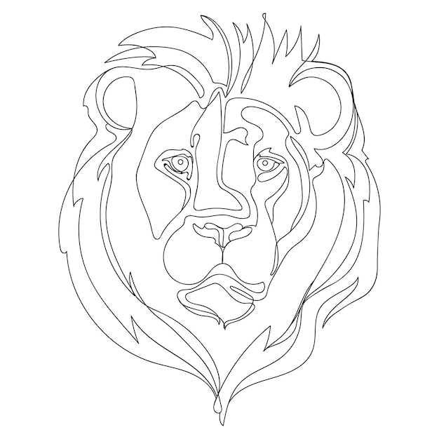 Lion face abstract line drawing outline design template,vector illustration.Lion head,Muzzle