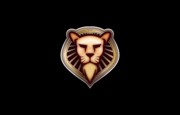 Lion face illustration logo design template