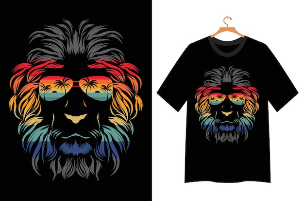 lion face illustration for t shirt design