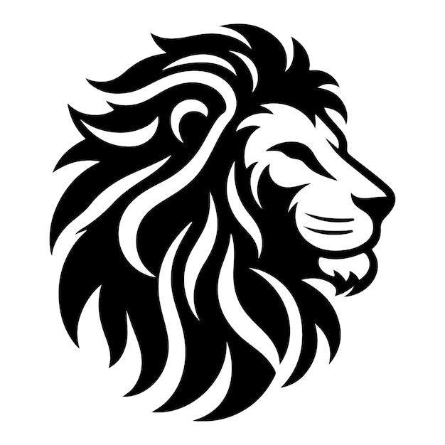 Lion Face line art Vector Illustration Black