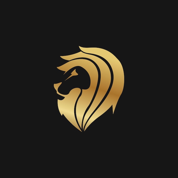 Lion face logo design template