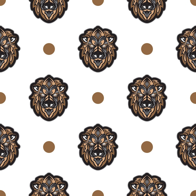 Lion face seamless pattern Good for clothing and textiles Vector illustration