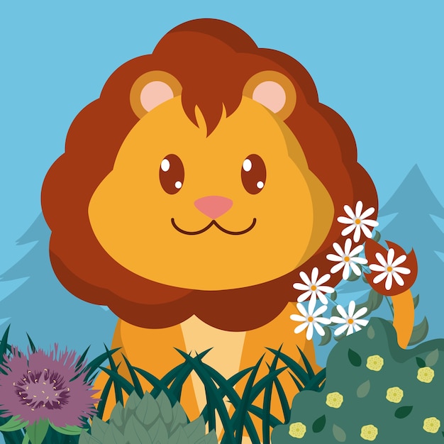 Lion at forest cute animal cartoons