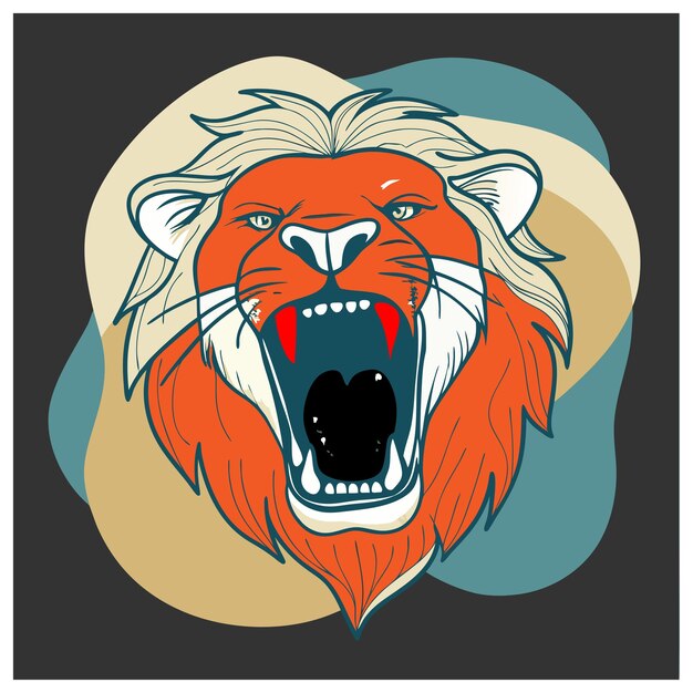 Vector lion growling