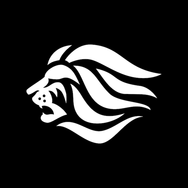 Lion head chiaroscuro side view logo vector icon illustration