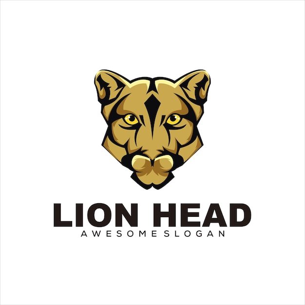 lion head colorful logo illustration