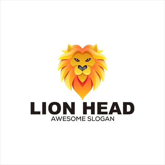 lion head colorful logo illustration