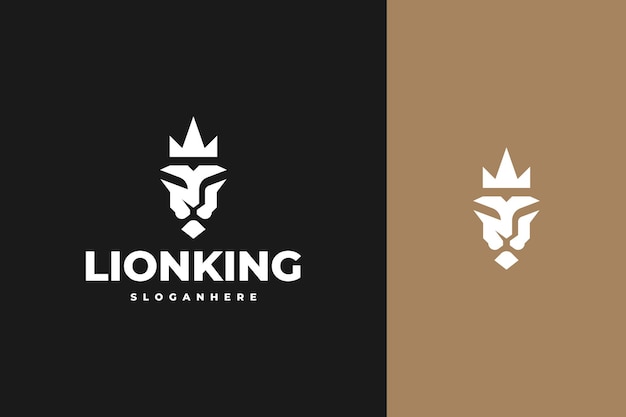 lion head or face with crown lion king logo design in silhouette style