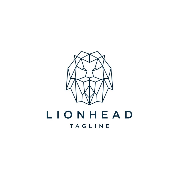 Vector lion head geometric polygonal logo vector icon design template