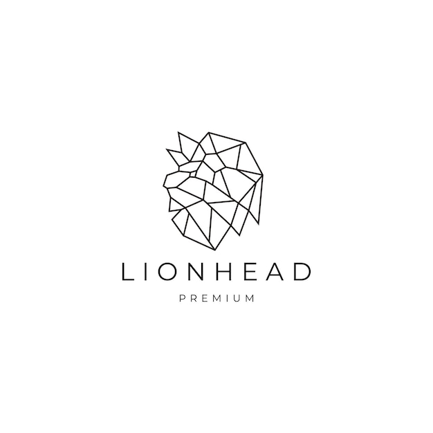 Vector lion head geometric polygonal logo vector icon design template