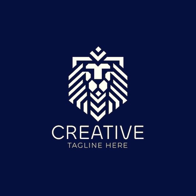 Vector lion head geometric vector logo design