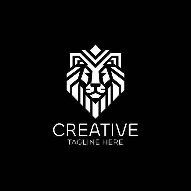 Vector lion head geometric vector logo design