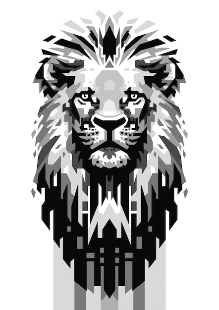 Lion Head Grey scale Vector