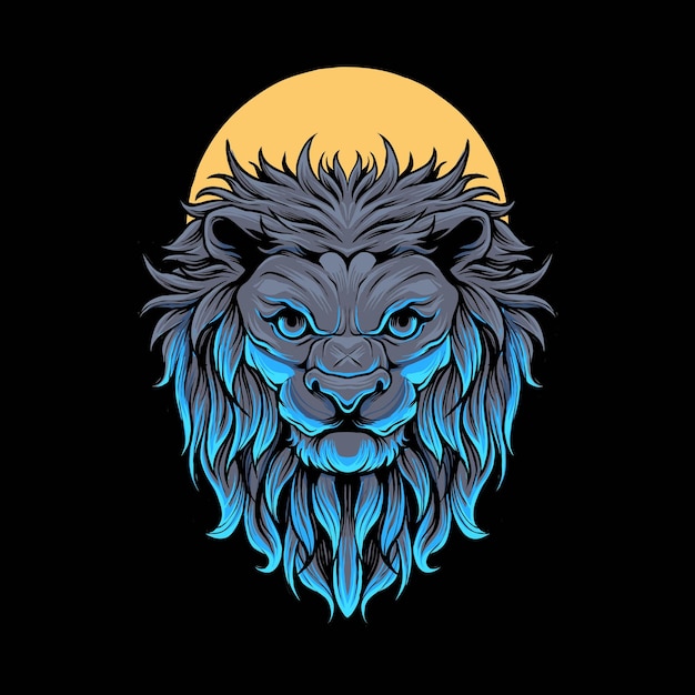 Lion Head Illustration premium vector