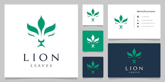 Lion Head Leaf plant Nature logo design