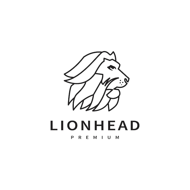 Vector lion head line art vector logo design illustration