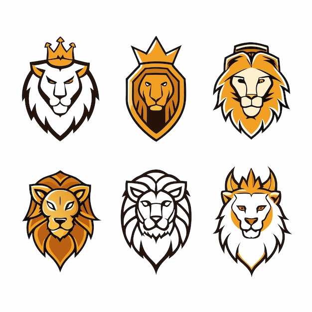 Lion head logo design set