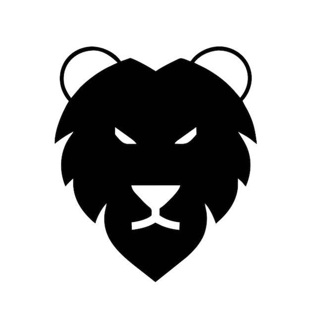 lion head logo icon black and white white background pictogram