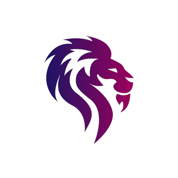 Lion head logo icon in gradient color vector illustration