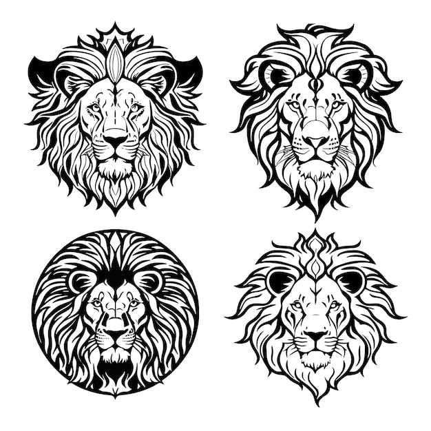 Lion head logo vector stencil set