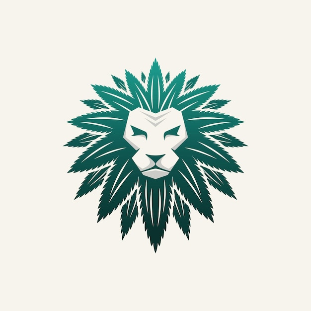 lion head logo with cannabis hair